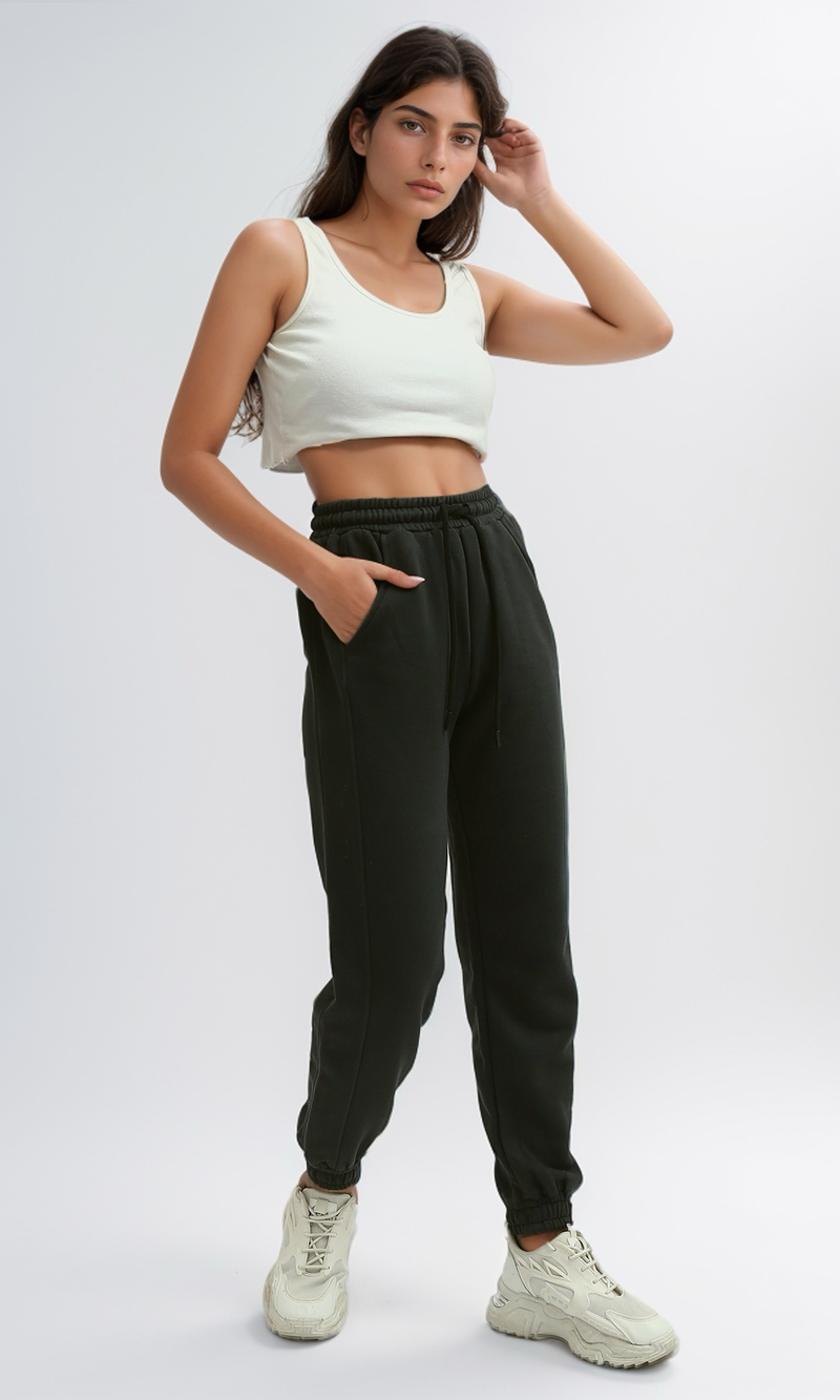 O191338 Solid Patterned Casual Dark Grey Jogger Pants