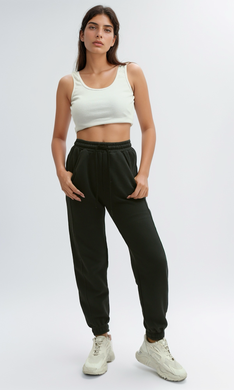 O191338 Solid Patterned Casual Dark Grey Jogger Pants