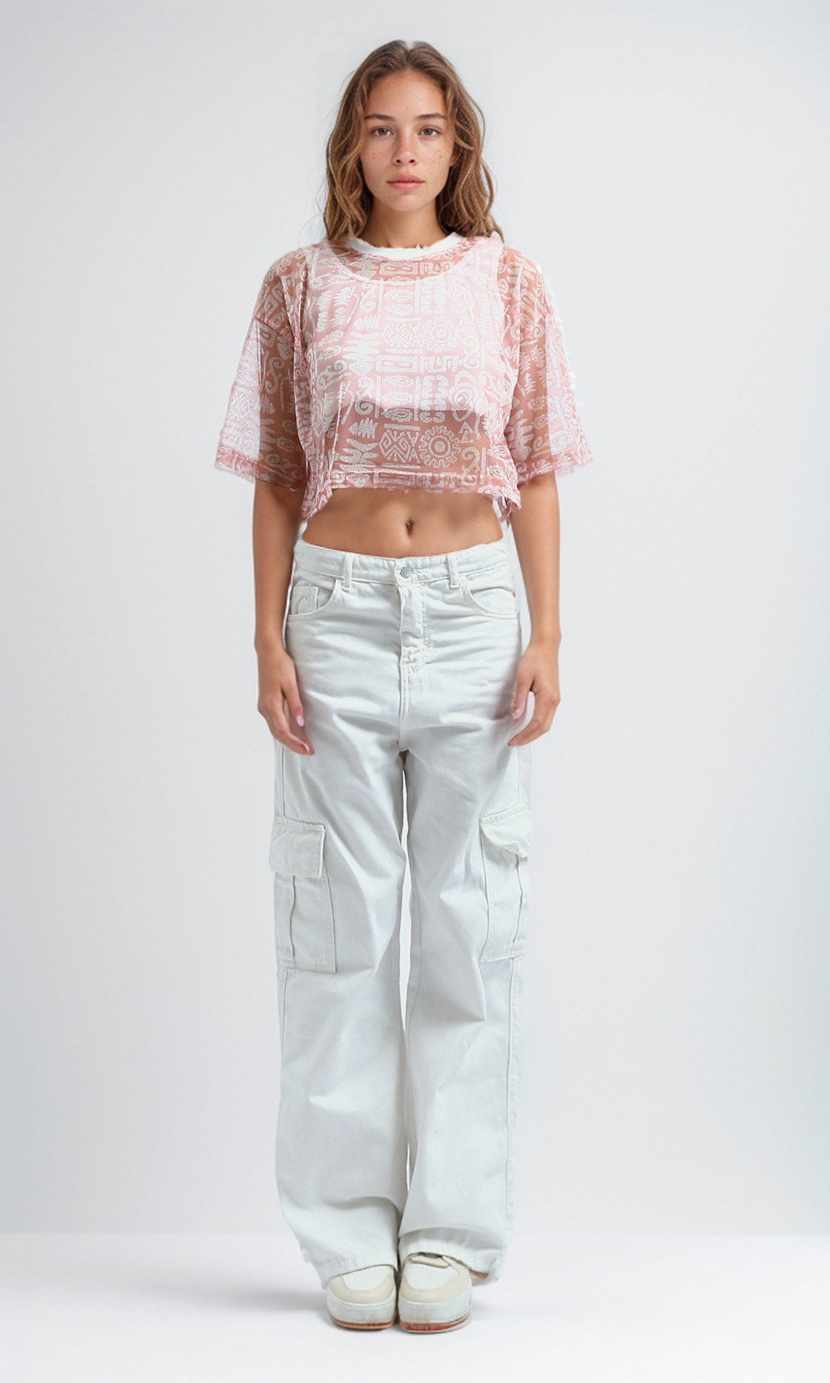 O191363 Slip On Chiffon Dark Simone Patterned Top