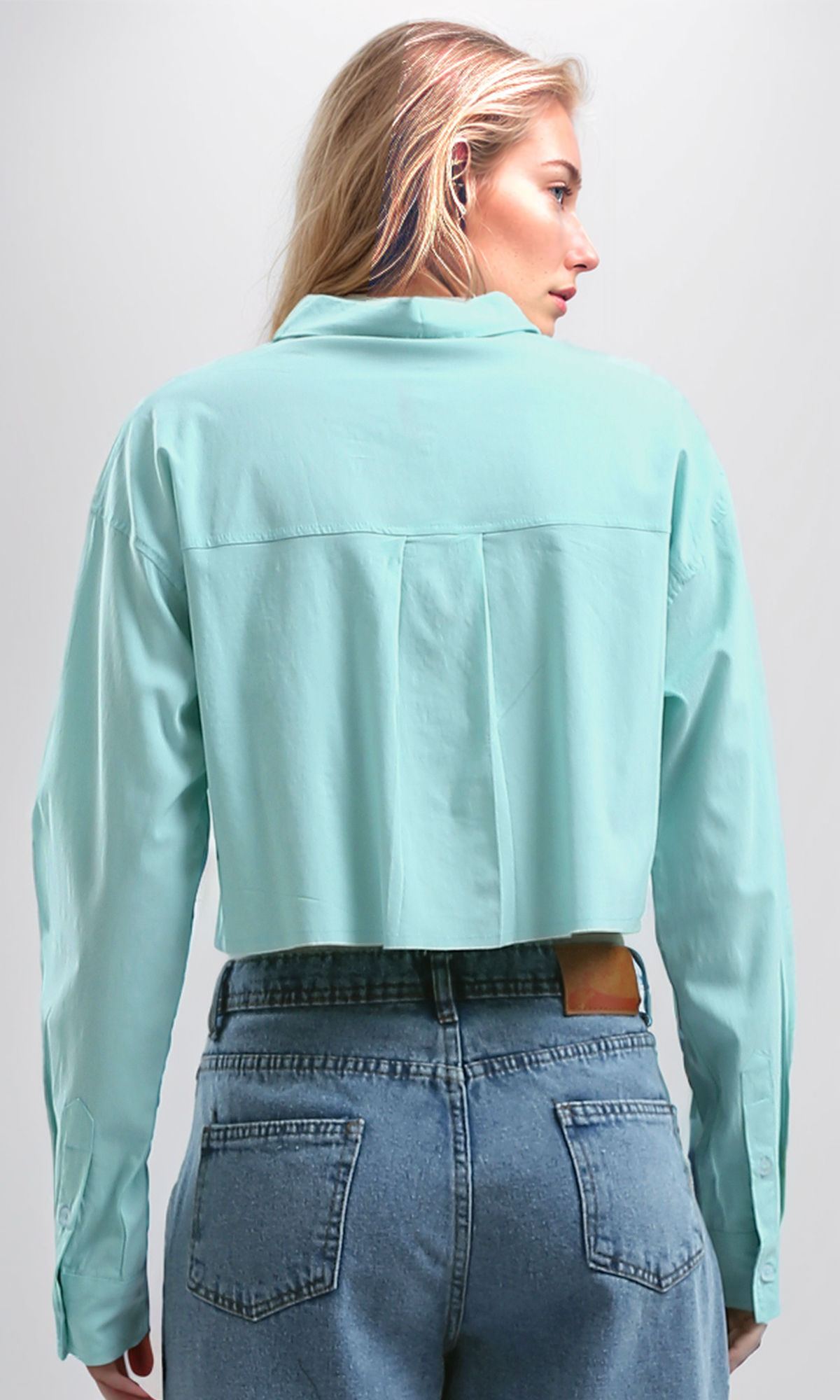 O191379 Mintgreen Solid Summer Short Sleeves Shirt