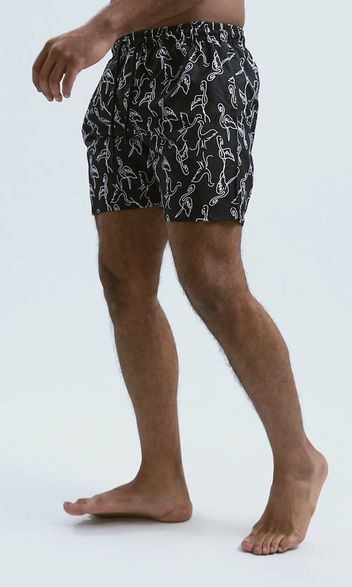 Flamingo Print Drawstring Board Shorts - O191440