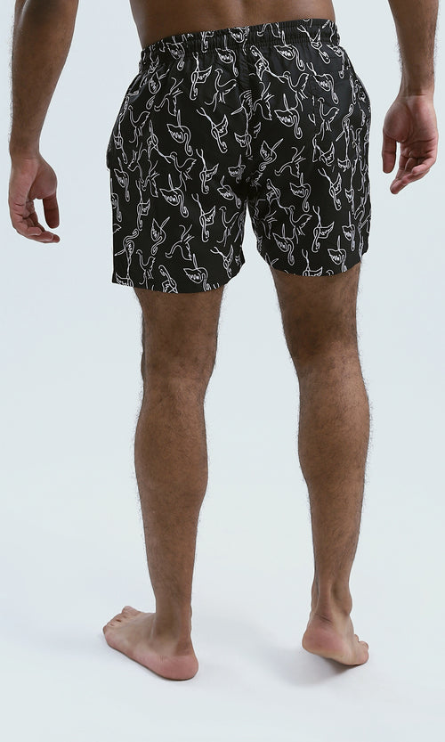 Flamingo Print Drawstring Board Shorts - O191440