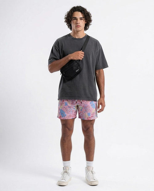 Ravin Men's Botanical Paisley Print Streetwear Shorts – Pink/Multi - O191457