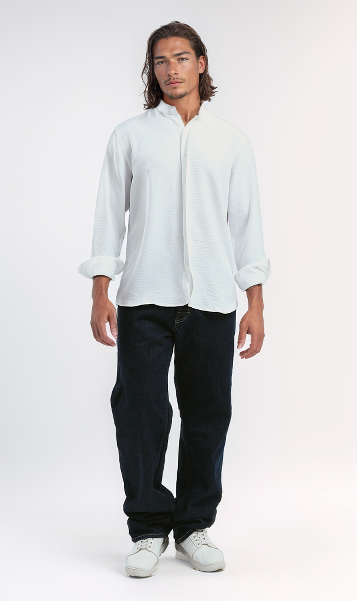 O191461 Full Buttons Regular Fit Casual White Shirt