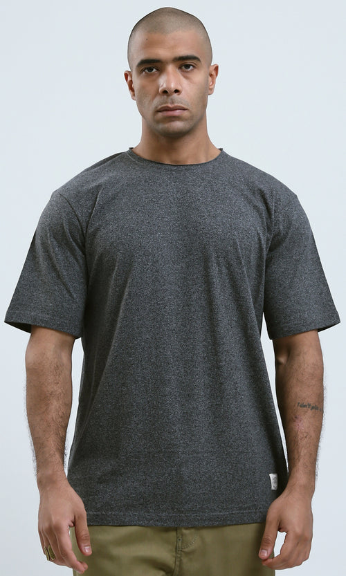 o191529 - Heather Dark Grey Elbow Sleeves Summer Tee