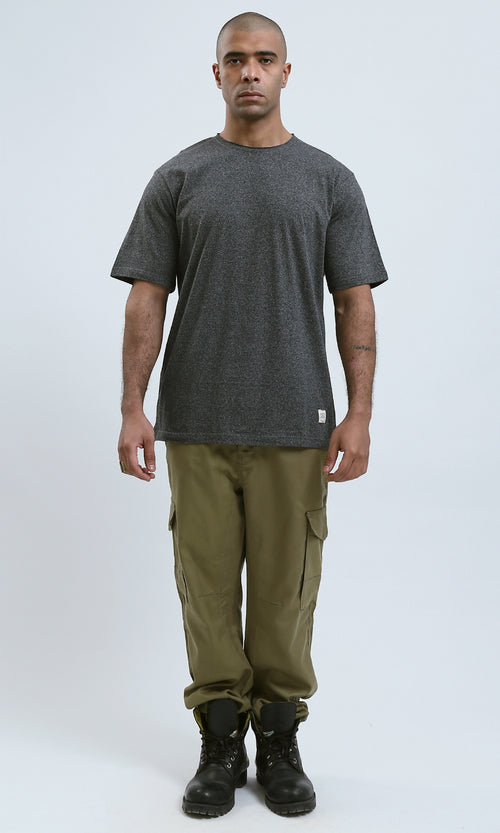 o191529 - Heather Dark Grey Elbow Sleeves Summer Tee