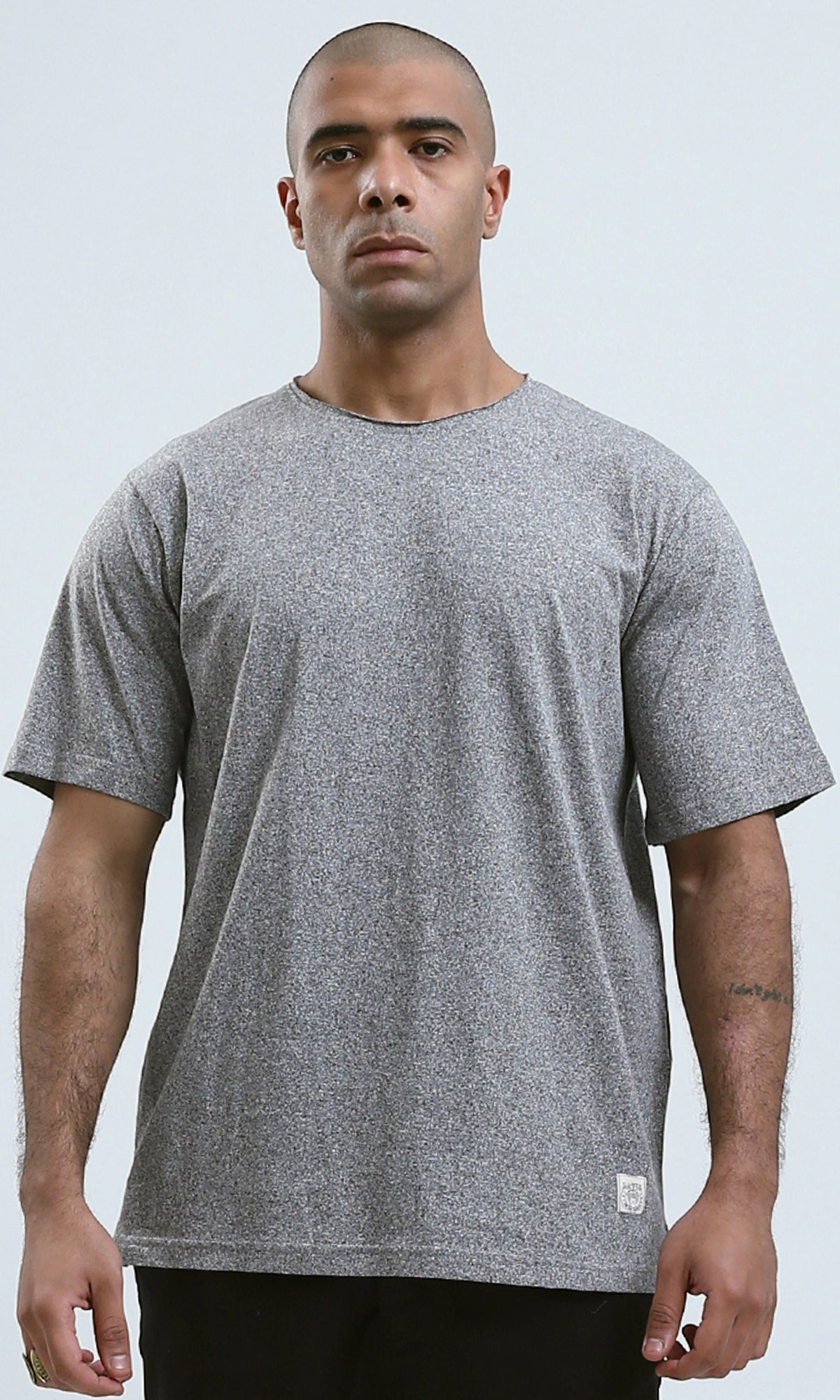 o191530 - Elbow Sleeves Heather Light Grey Comfort Tee