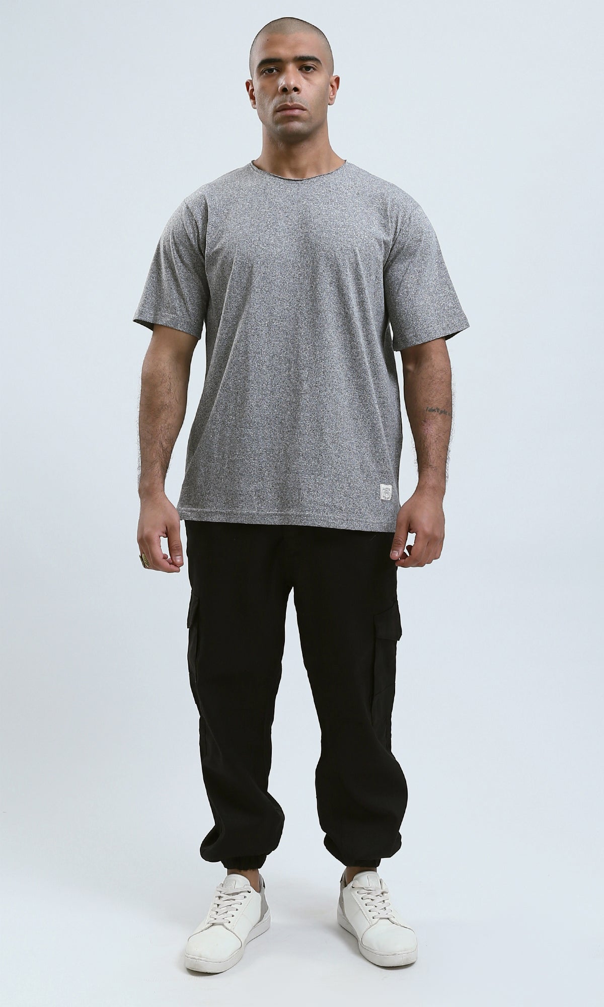 o191530 - Elbow Sleeves Heather Light Grey Comfort Tee