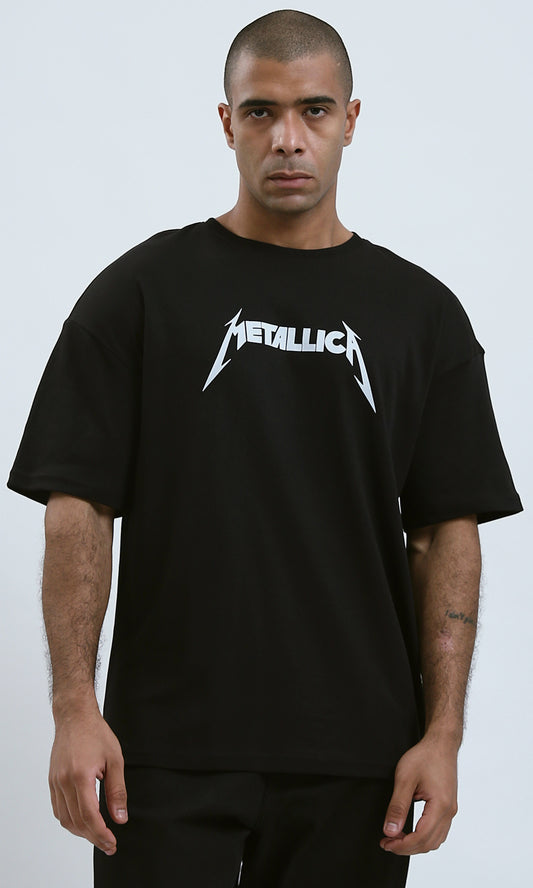 O191638 'Metallica'' Black Printed Short Sleeves Tee
