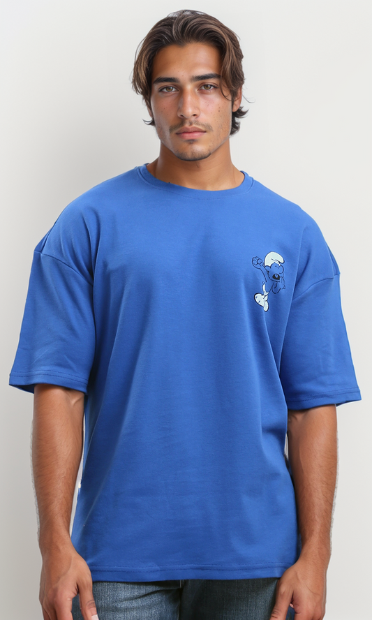 O191641 Printed Smurfs Blue Elbow-Sleeves Tee