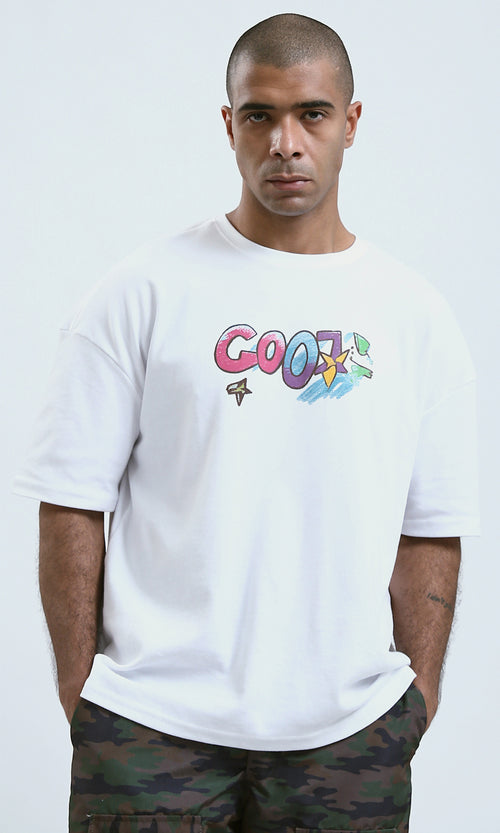 O191647 - Front & Back Print Elbow Sleeves Cotton Tee