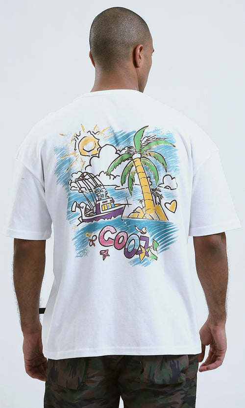 O191647 - Front & Back Print Elbow Sleeves Cotton Tee