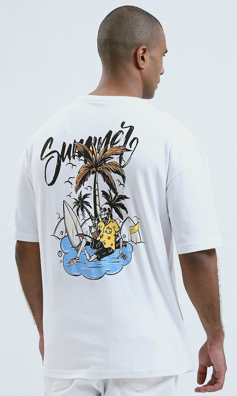 O191649 - Printed "Hello Summer" Slip On Cotton Elbow Tee