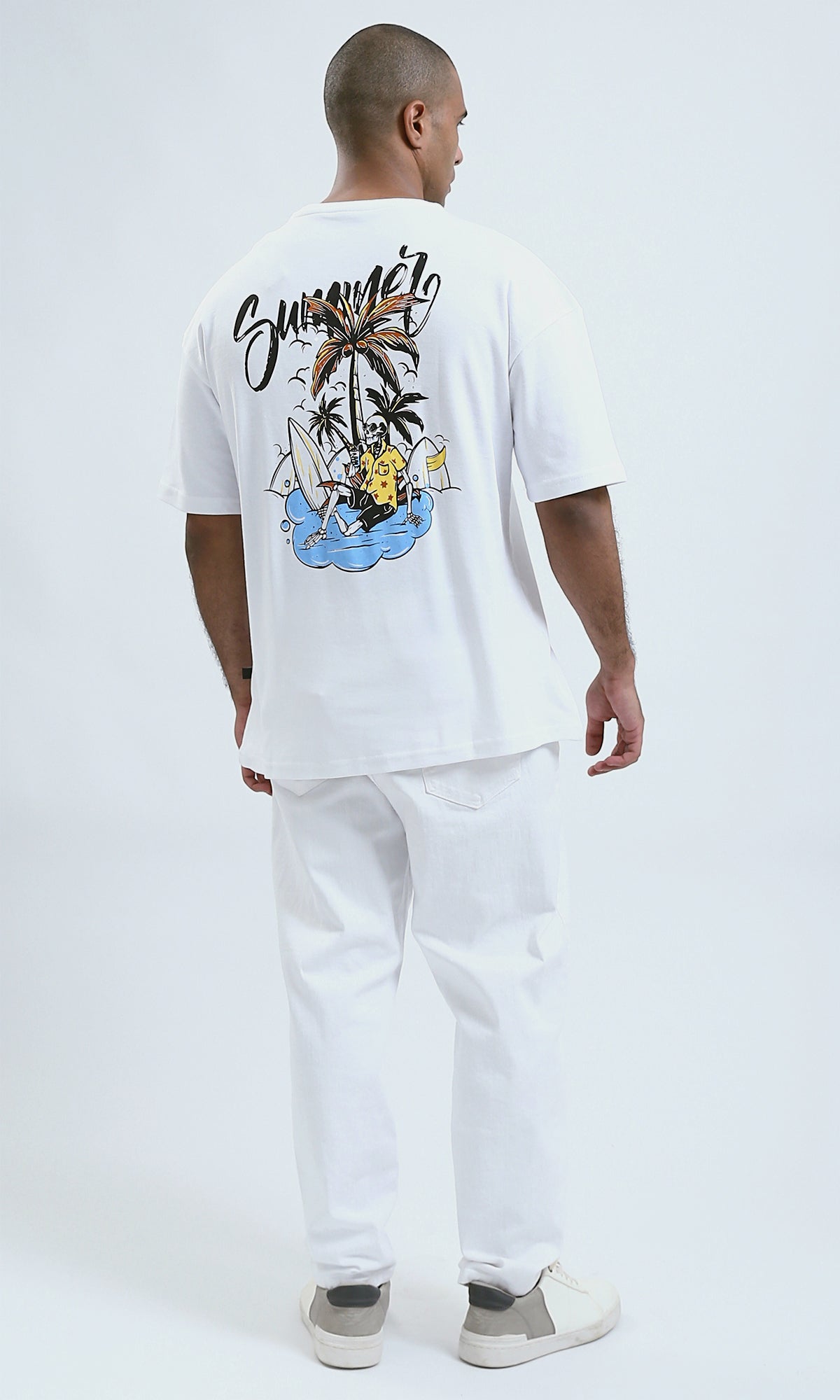 O191649 - Printed "Hello Summer" Slip On Cotton Elbow Tee