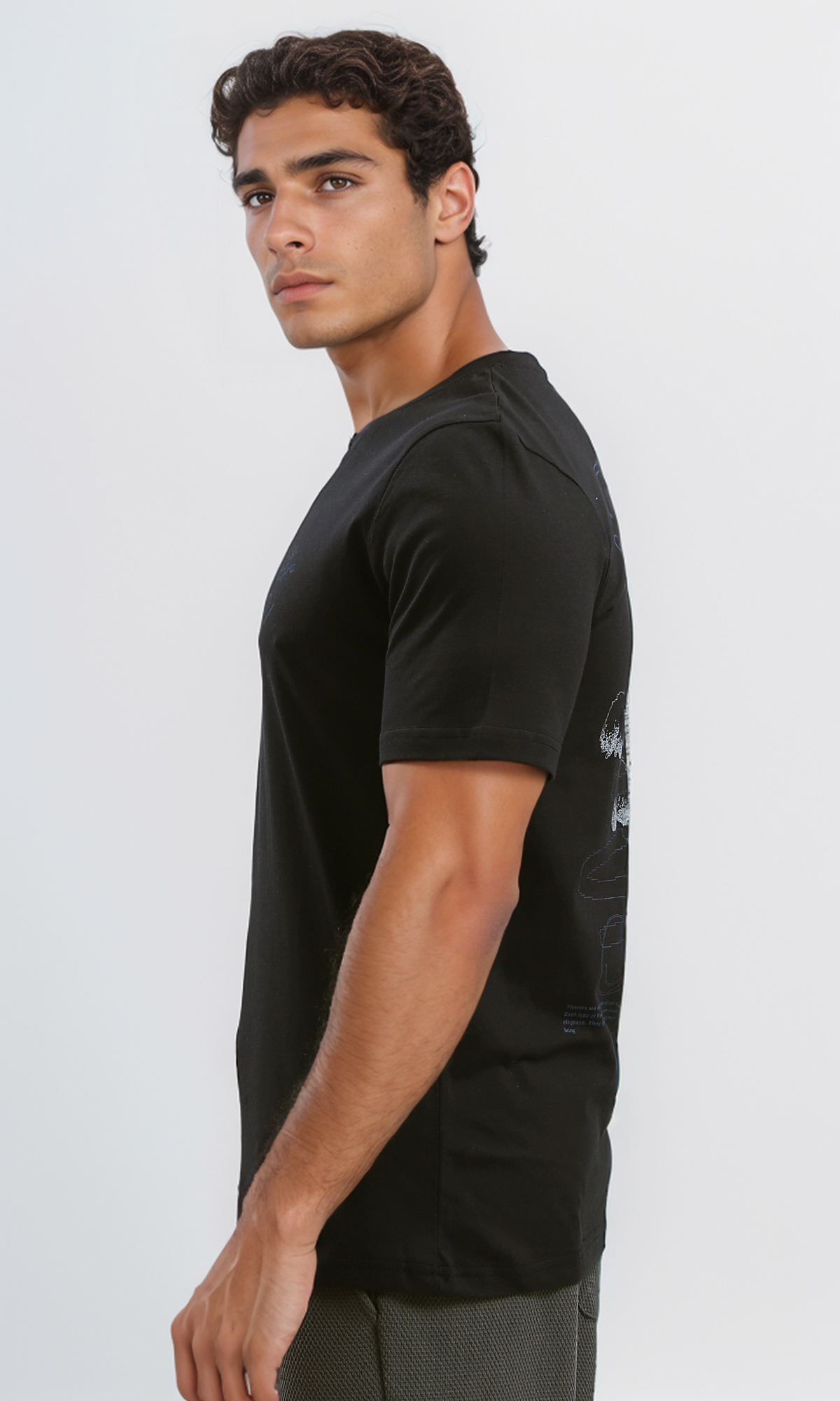 O191650 Round Neck Slip On Black Cotton Tee