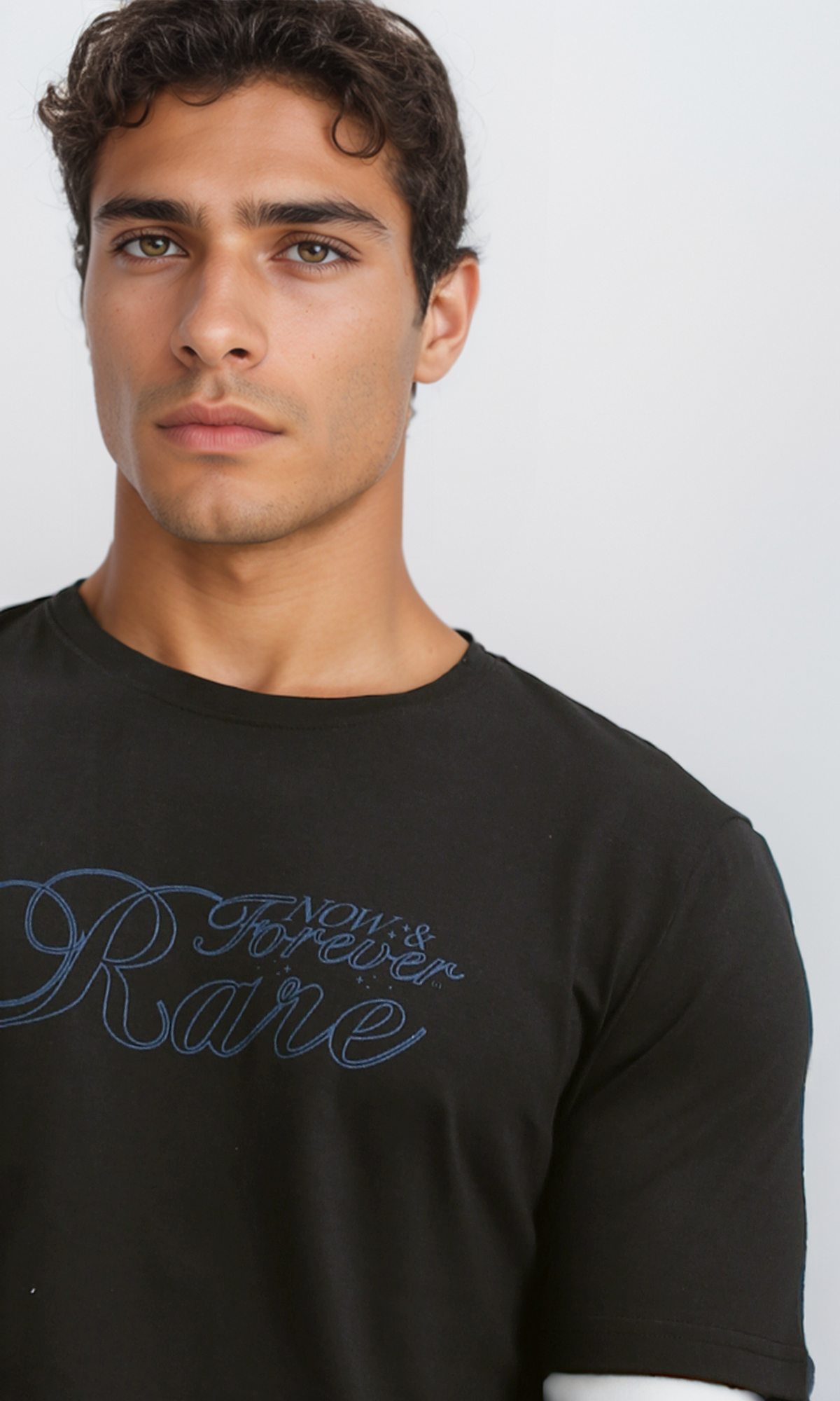 O191650 Round Neck Slip On Black Cotton Tee