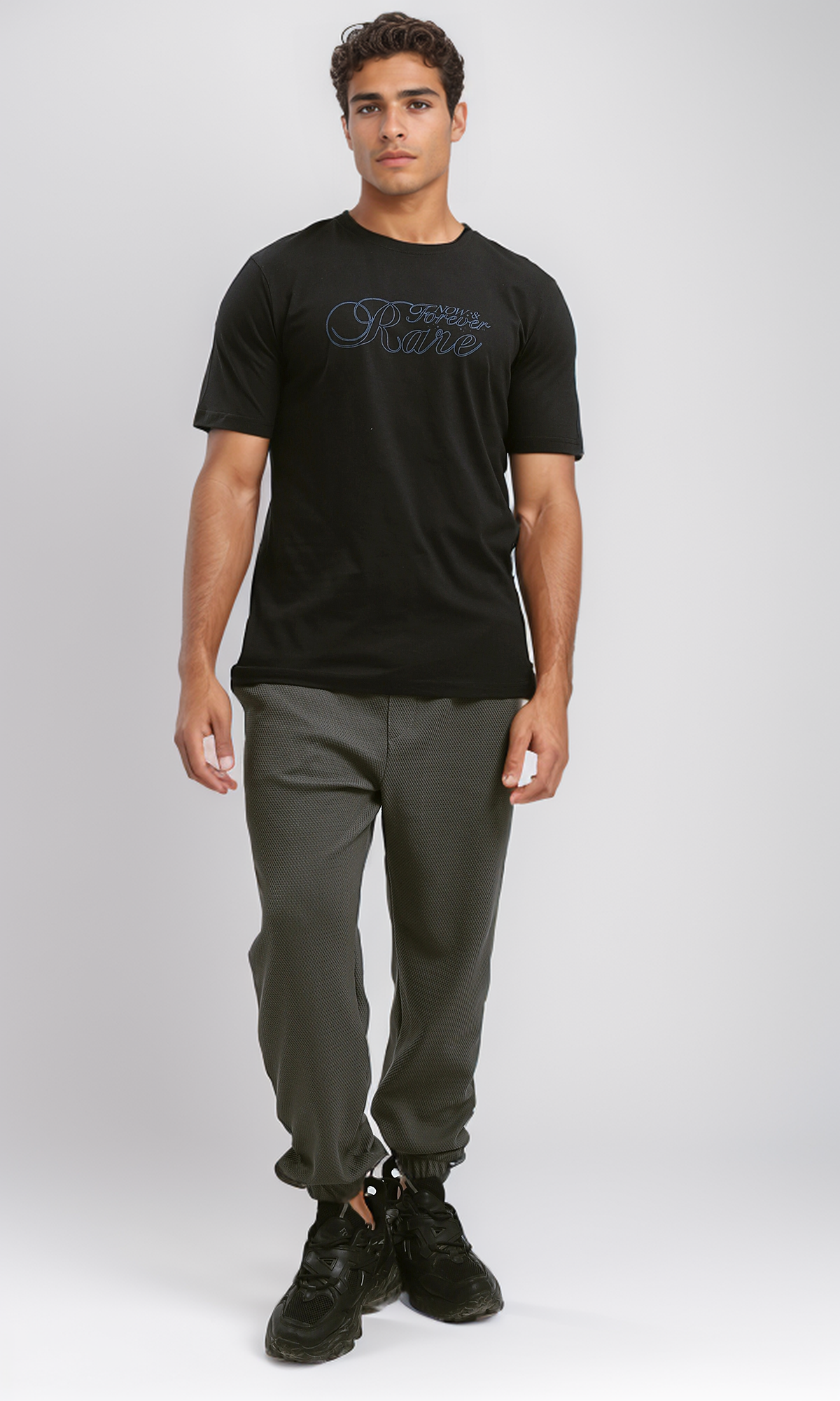 O191650 Round Neck Slip On Black Cotton Tee