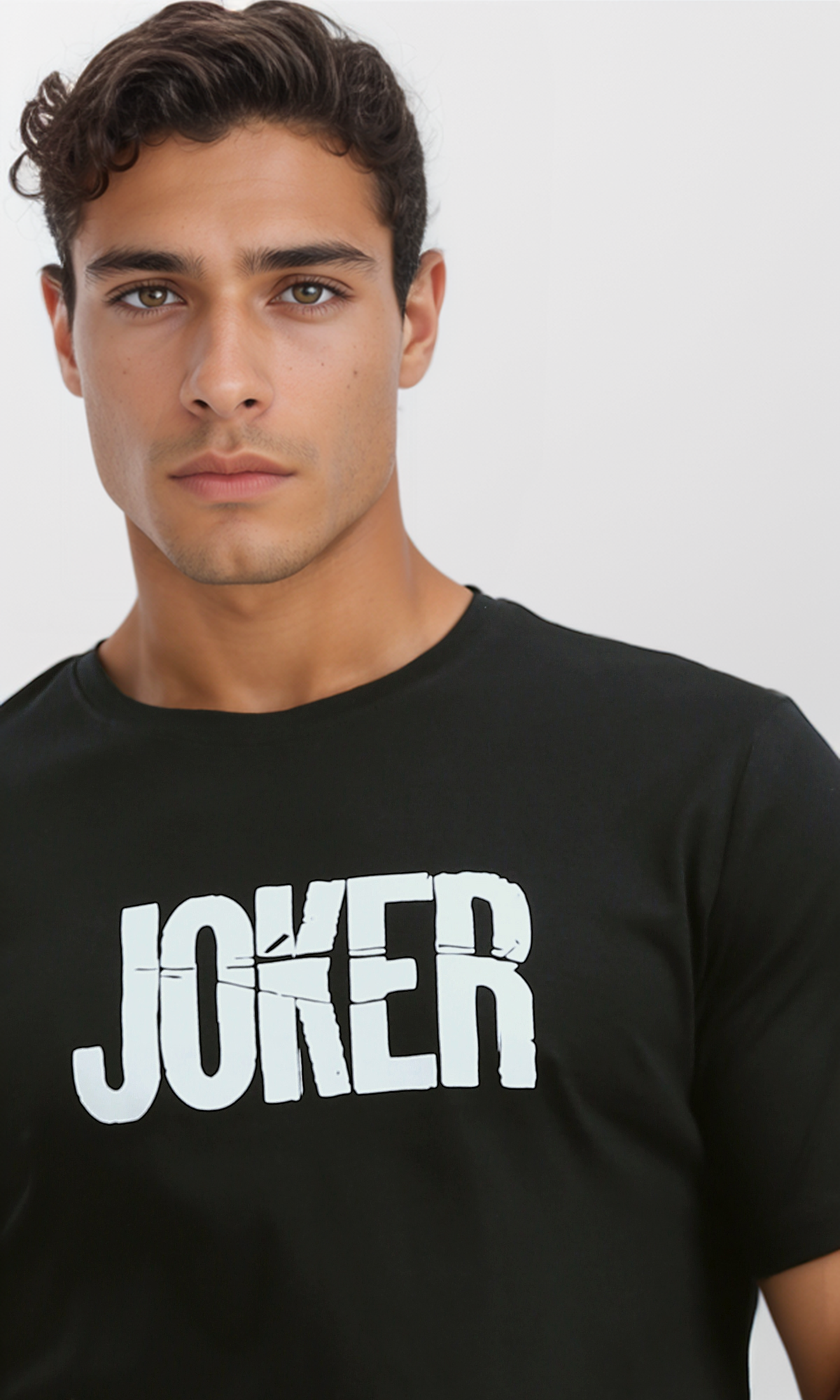 O191653 Short Sleeves Black Tee With Printed "Joker"