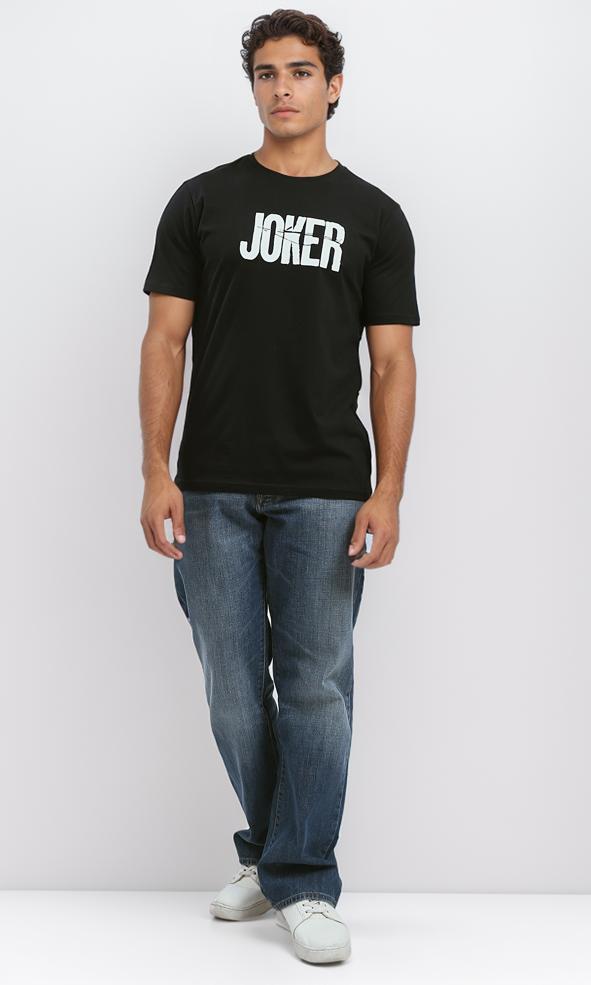 O191653 Short Sleeves Black Tee With Printed "Joker"