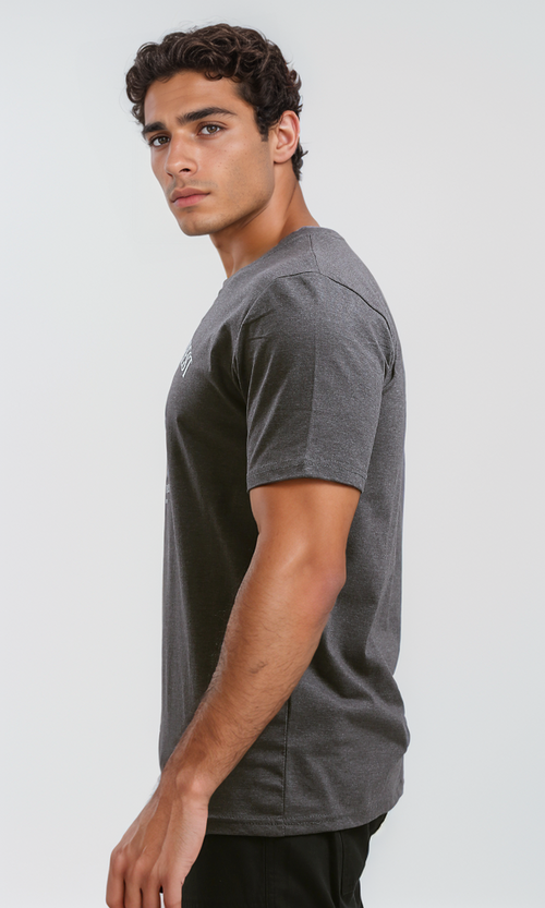 تي شيرت مطبوع "Mountain Forest" هيذر رمادي غامق