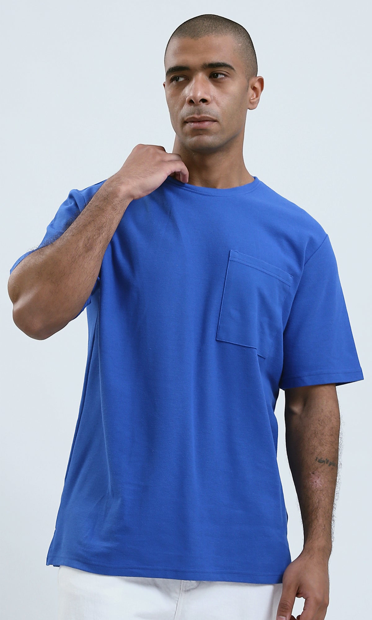 O191658 Dark Blue Slip On Casual Tee With Side Pocket