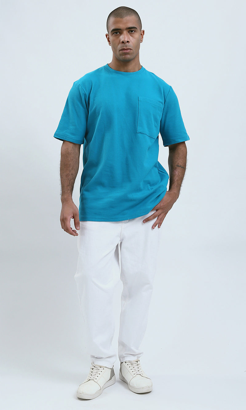 O191659 - Fashionable Light Petrol Tee with Front Pocket
