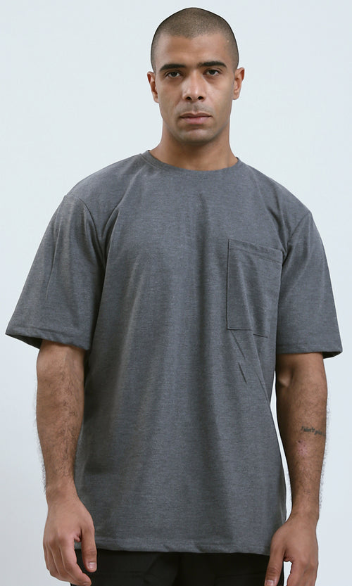 O191660 - Heather Dark Grey Round Neck Summer Tee