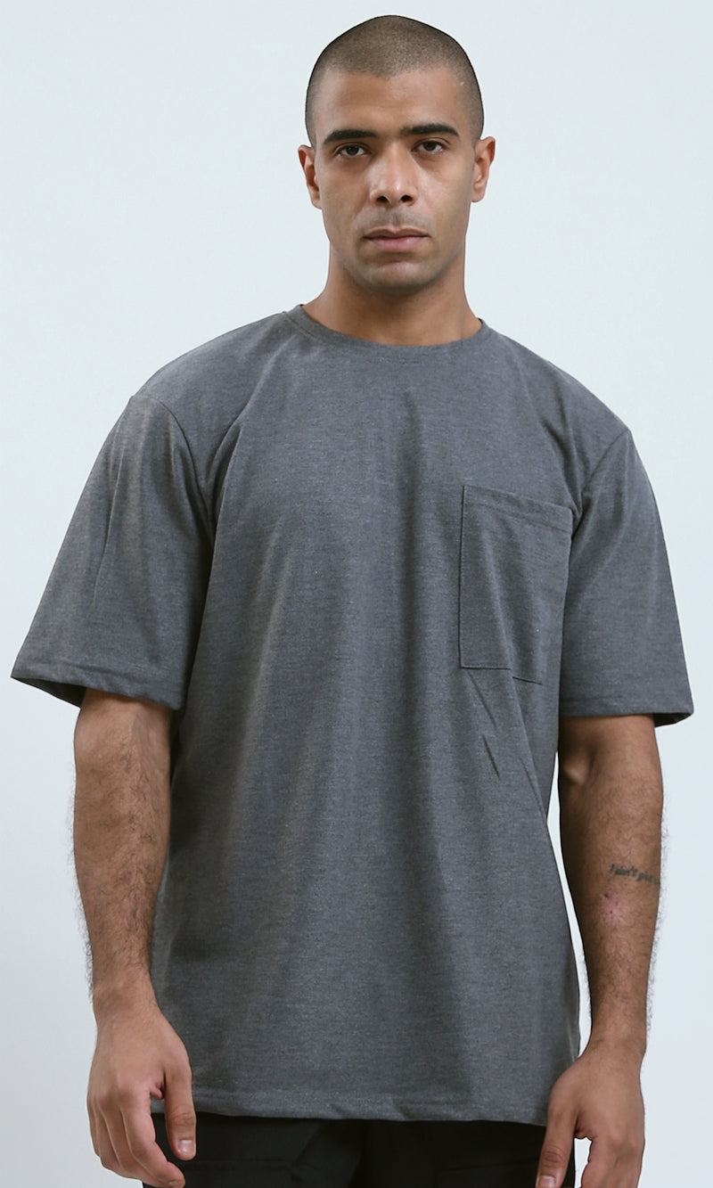 O191660 - Heather Dark Grey Round Neck Summer Tee