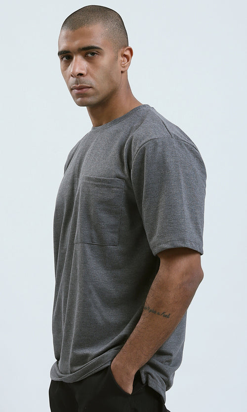 O191660 - Heather Dark Grey Round Neck Summer Tee