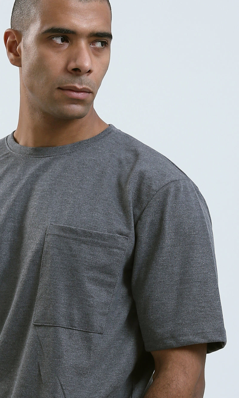 O191660 - Heather Dark Grey Round Neck Summer Tee