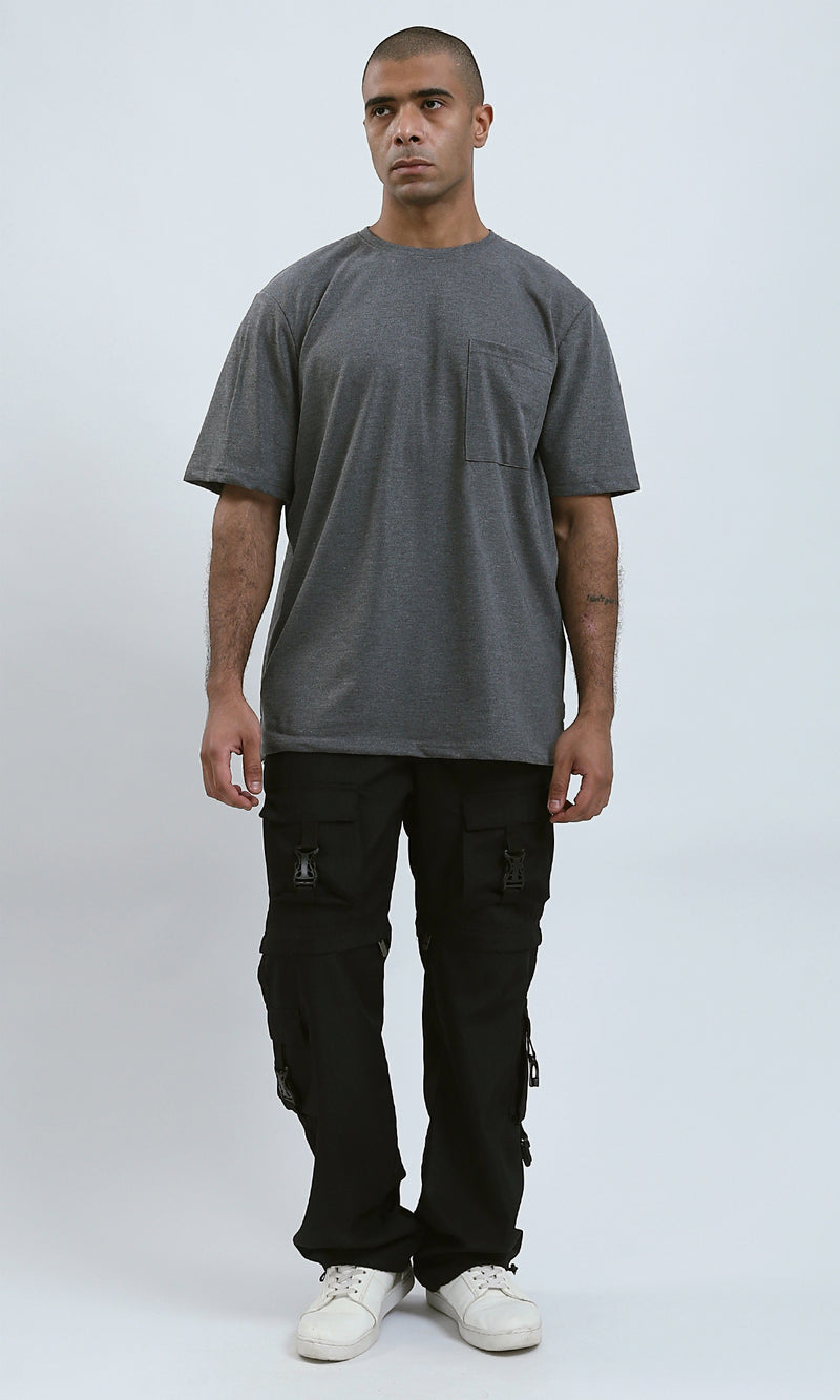 O191660 - Heather Dark Grey Round Neck Summer Tee