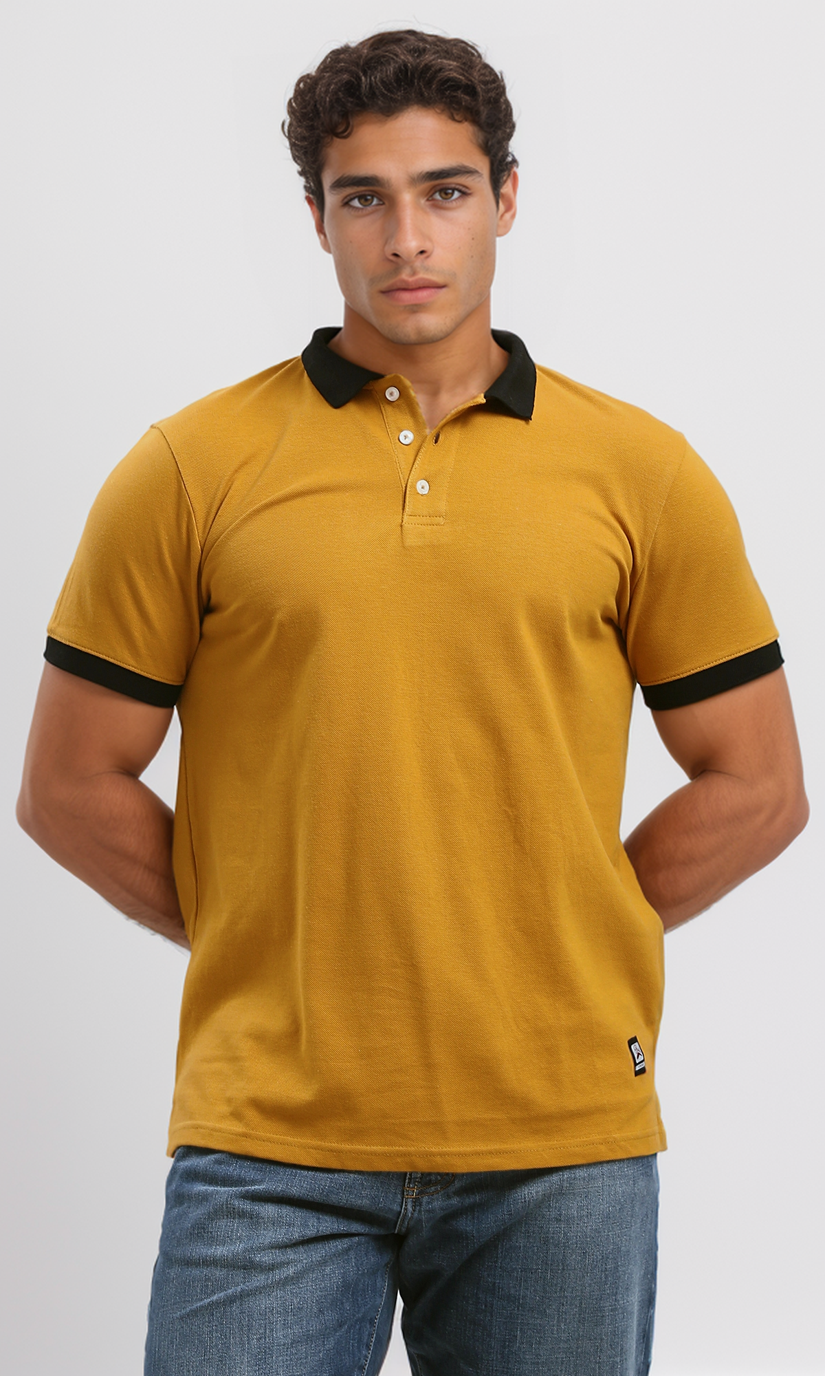 O191661 Classic Collar Solid Mustard Polo Shirt