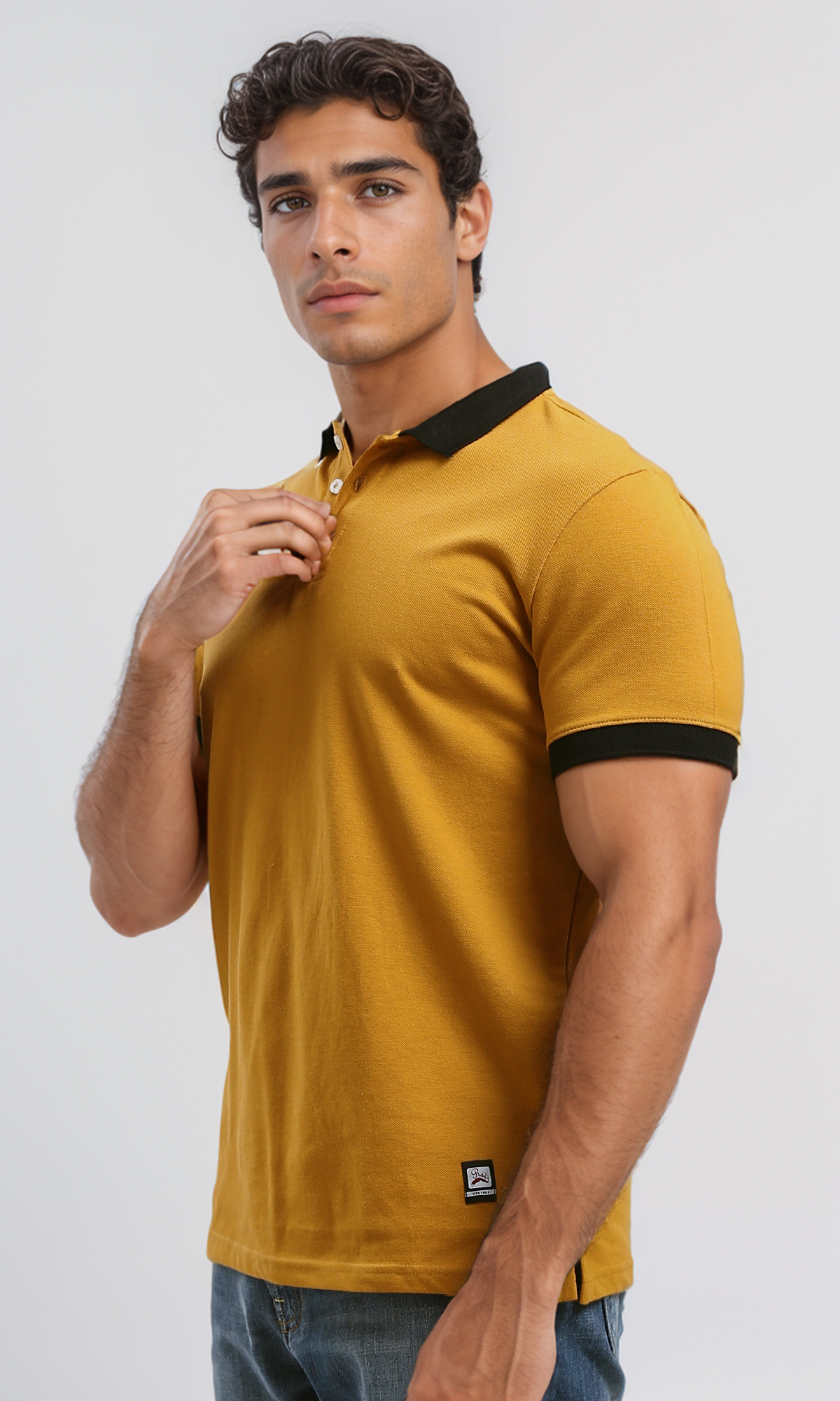 O191661 Classic Collar Solid Mustard Polo Shirt