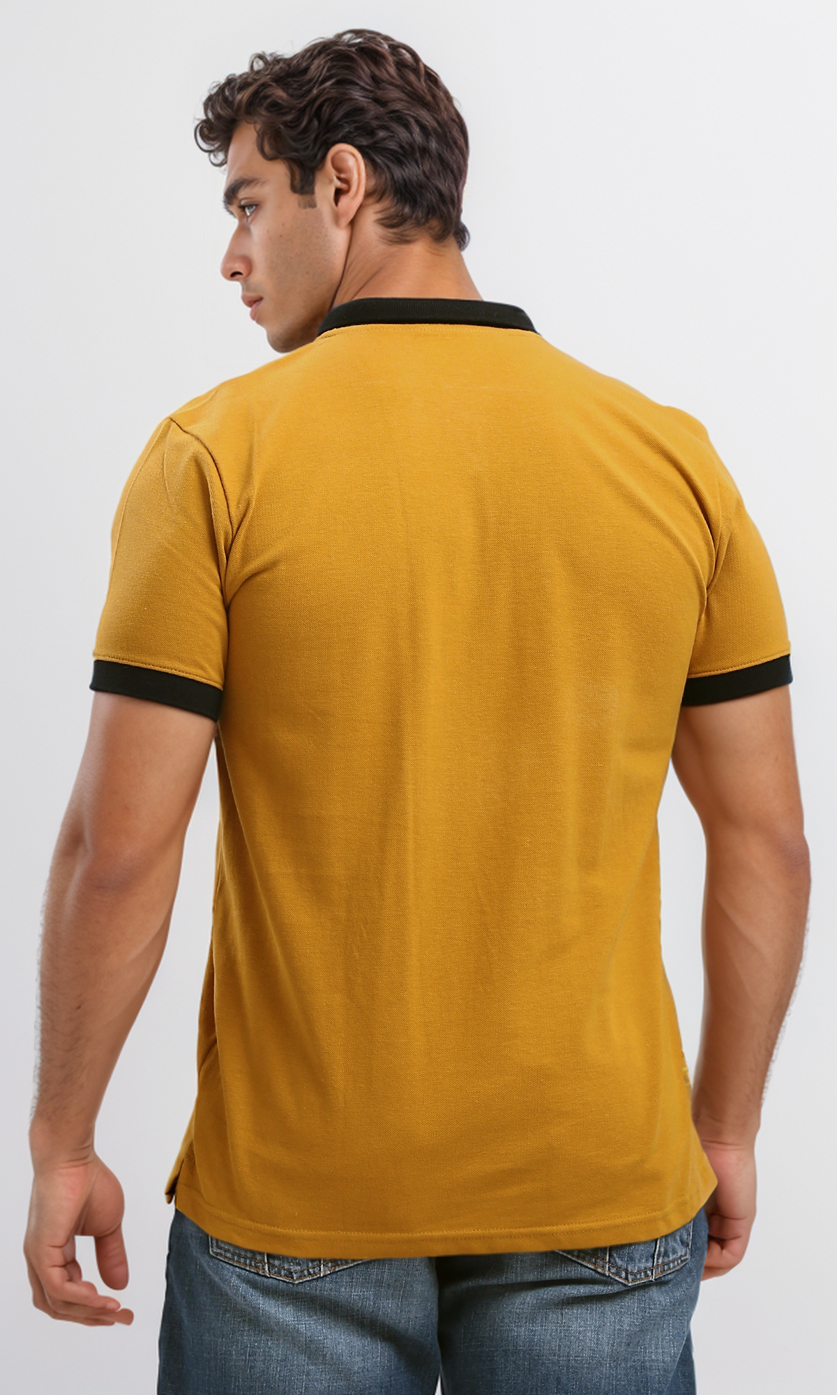 O191661 Classic Collar Solid Mustard Polo Shirt