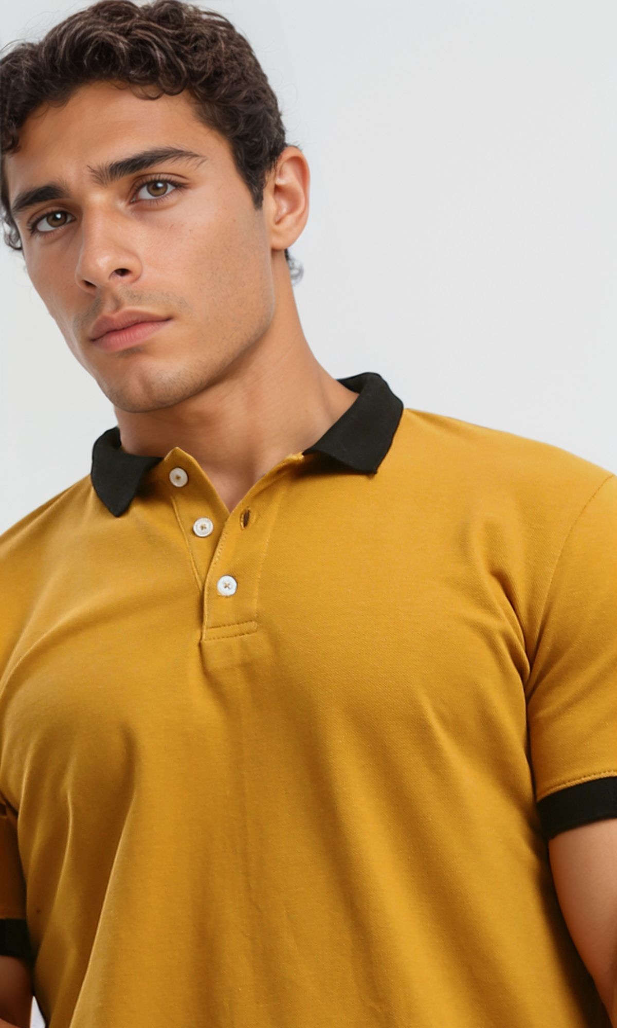 O191661 Classic Collar Solid Mustard Polo Shirt