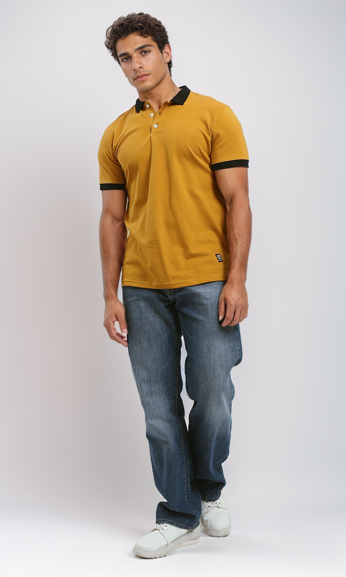 O191661 Classic Collar Solid Mustard Polo Shirt