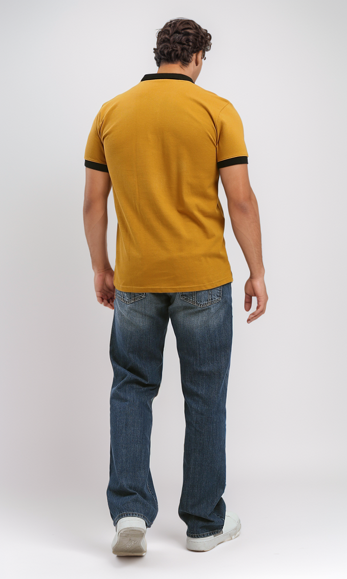 O191661 Classic Collar Solid Mustard Polo Shirt