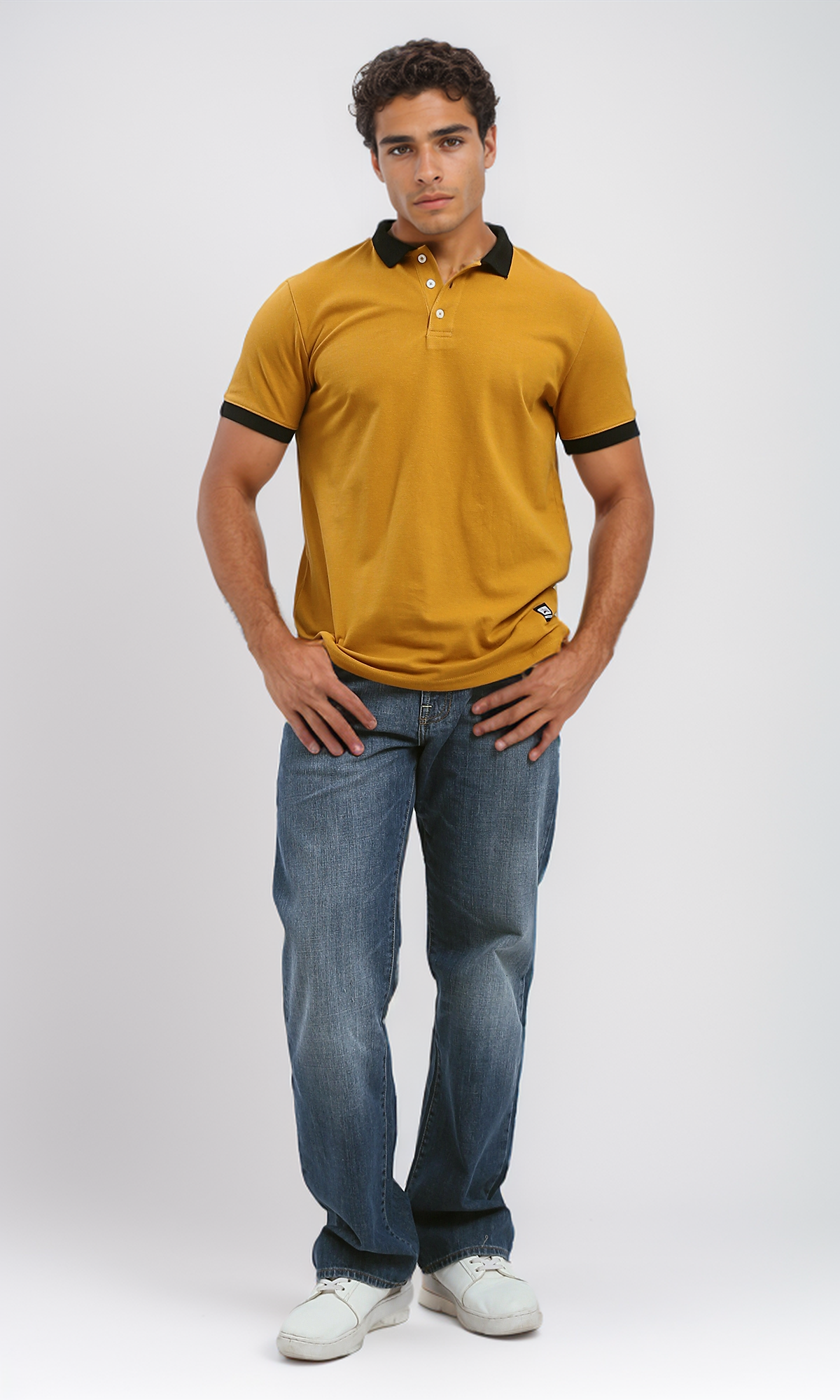 O191661 Classic Collar Solid Mustard Polo Shirt