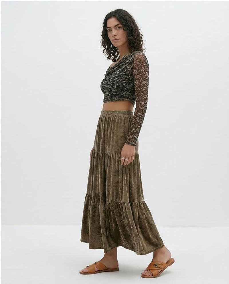 Ravin Black & Fushia Asymmetric Cowl Neck Floral Mesh Crop Top - O191866