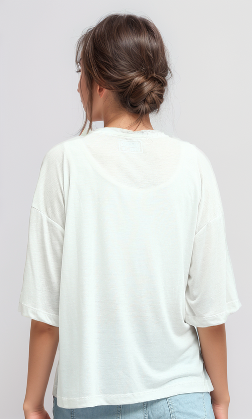 O191883 Front Summer Printed Tee With Elbow-Sleeves