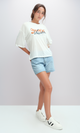 O191883 Front Summer Printed Tee With Elbow-Sleeves