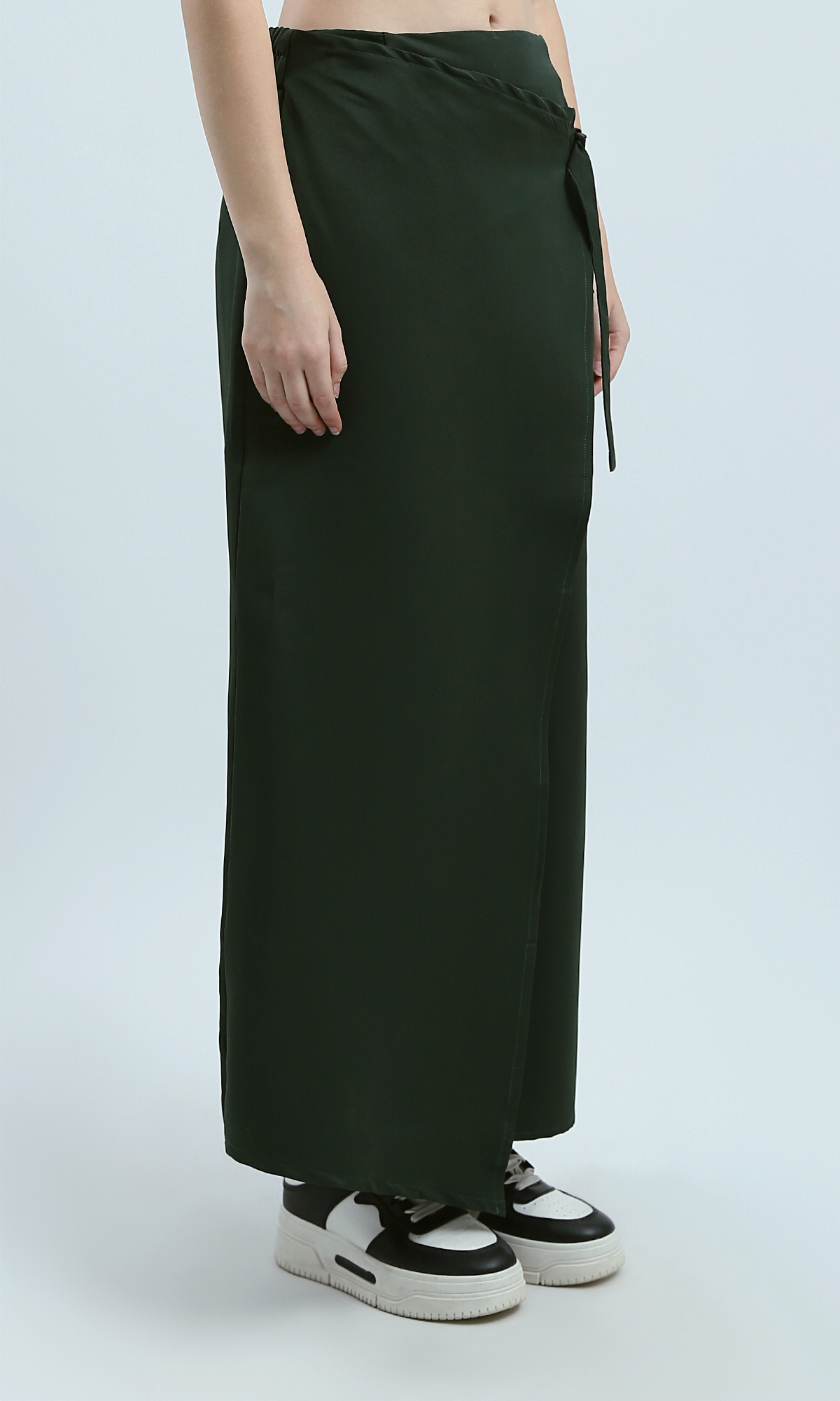 O191890 Elastic Waist Dark Green Feminine Slip-On Skirt