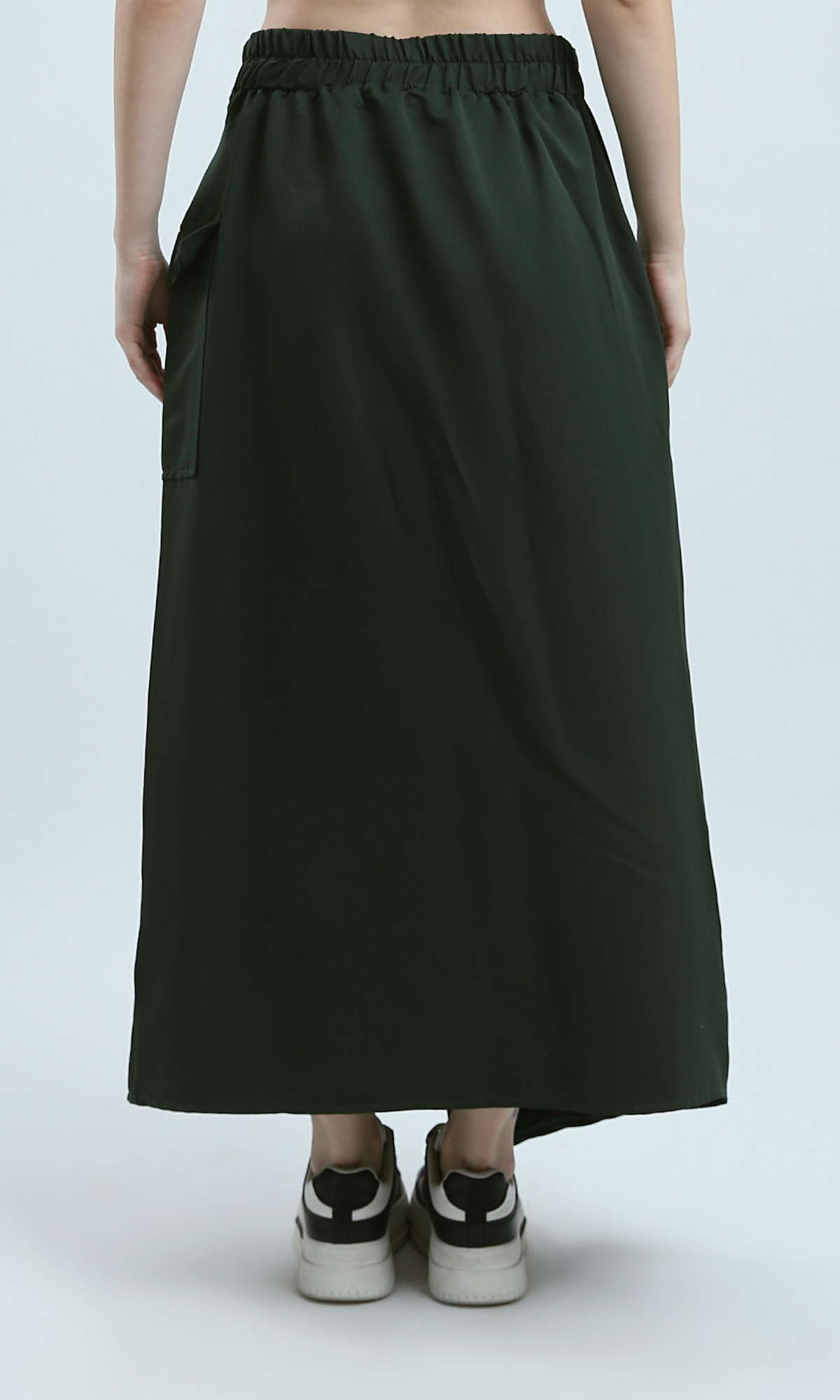 O191890 Elastic Waist Dark Green Feminine Slip-On Skirt