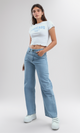 O191898 White Cropped Top With Lettuce Edge