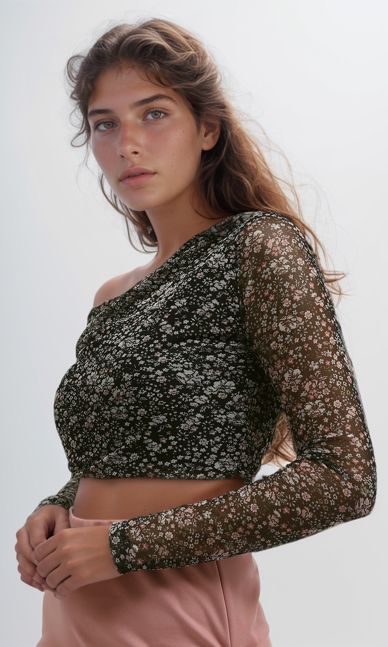 O191901 Long Sleeve Chiffon Tee With Round Neck