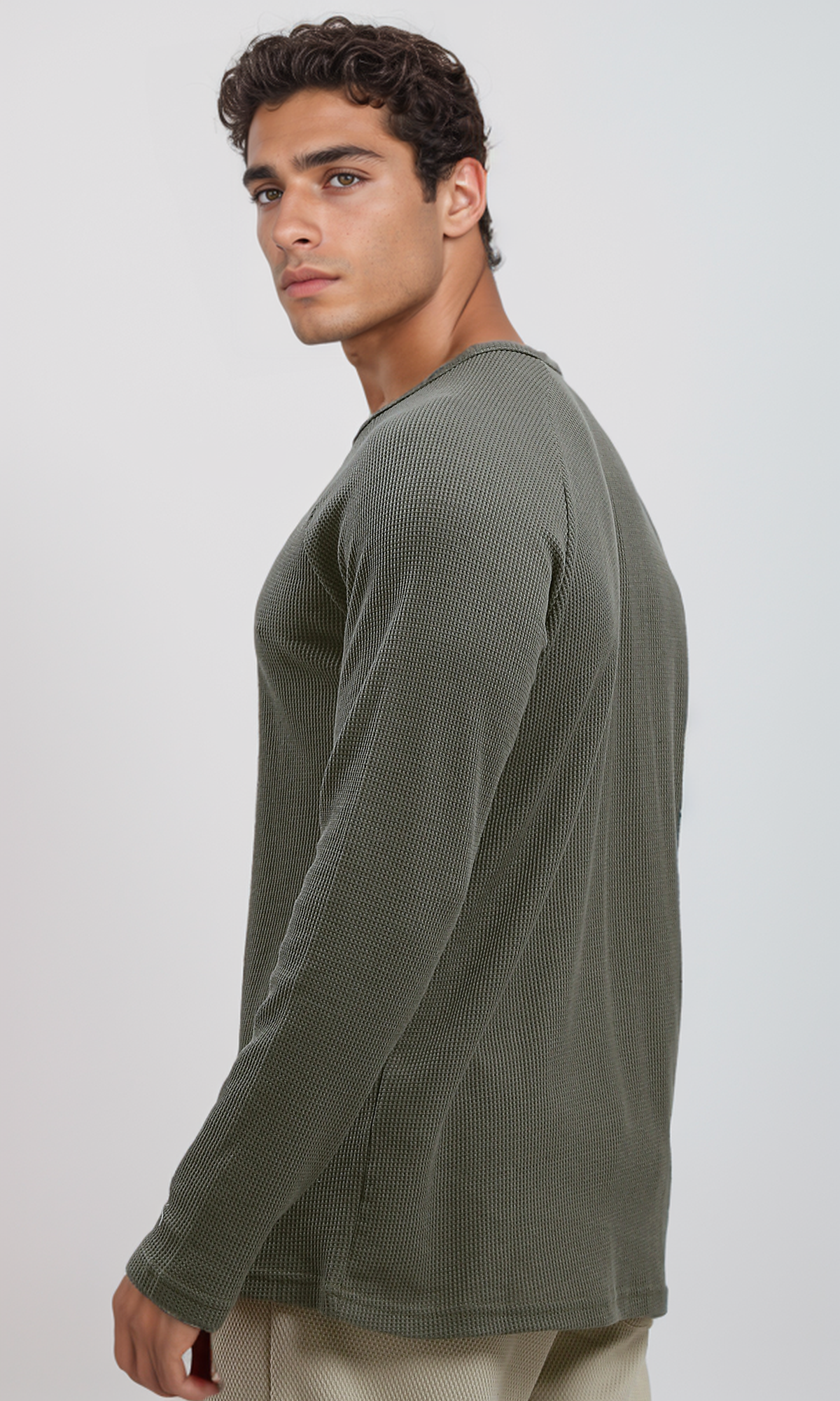 O191999 Crew Neck Long Sleeves Dark Olive Tee