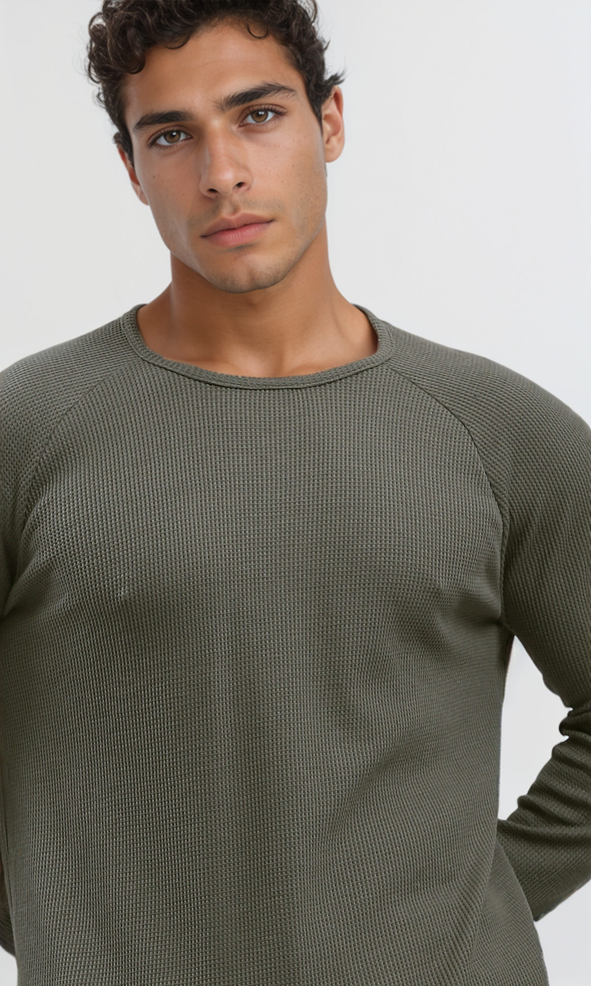 O191999 Crew Neck Long Sleeves Dark Olive Tee