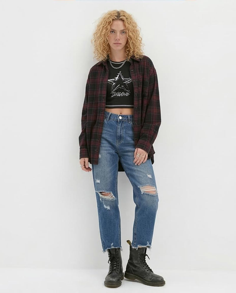 Ravin Distressed Star Cropped Tee - Get Your Edge On - Black - o192025