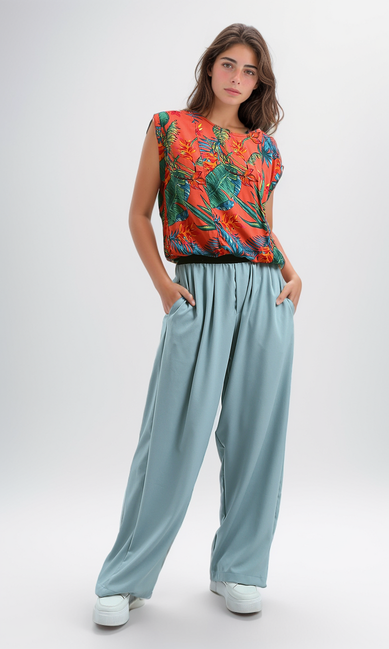 O192038 Crew Neck Multicolour Floral Sleeveless Tee