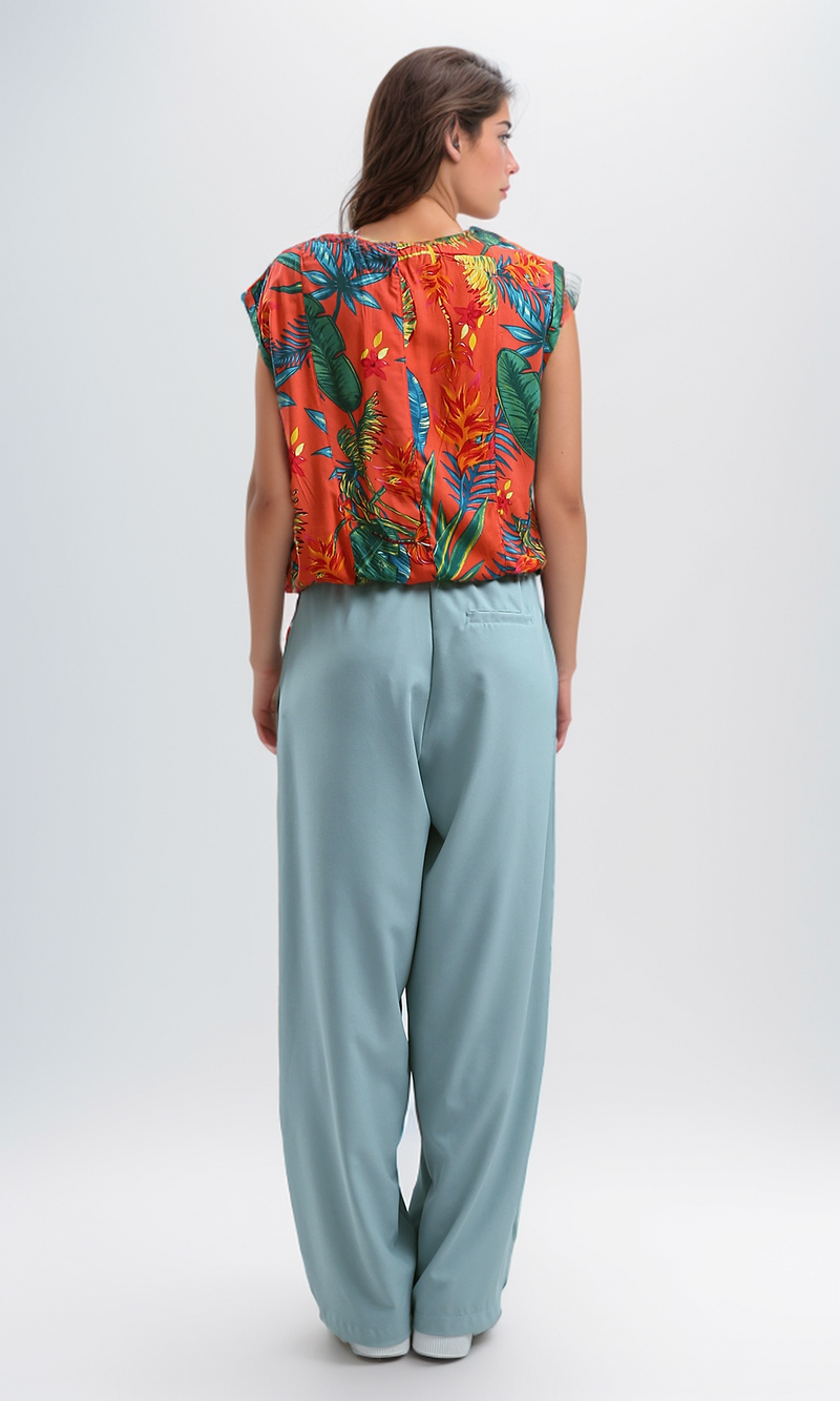 O192038 Crew Neck Multicolour Floral Sleeveless Tee